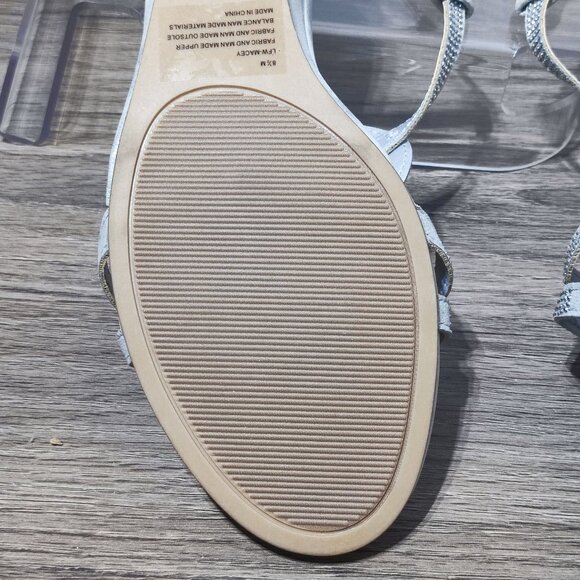 LONDON FOG Macey Demi-Wedge Dress Sandals size 8.5 silver with rhinestones - Picture 12 of 13